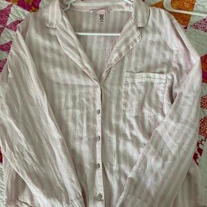 Victorias Secret Pink and White Stripe Pj Set